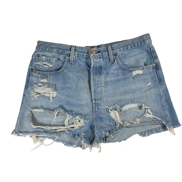 Levi’s 501 Heavily Distressed Cut Off Shorts - Picture 1 of 10